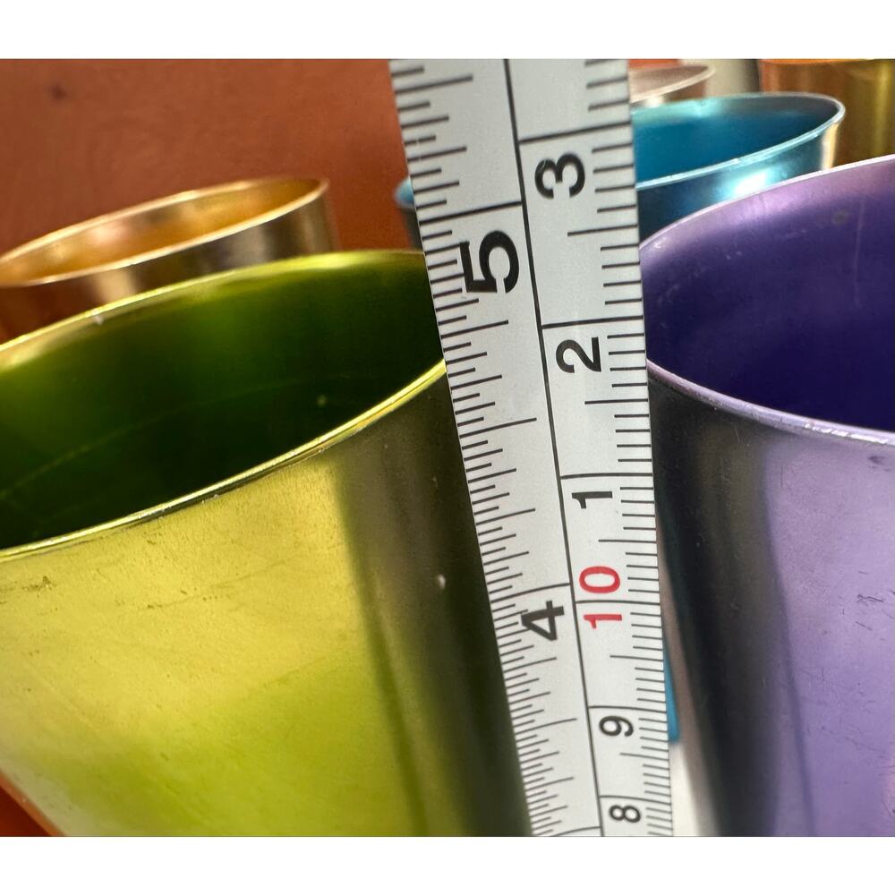 Vintage Set of 8 Anodized Aluminum Tumblers Multicolor MCM Bascal & Unmarked - Picture 8 of 13
